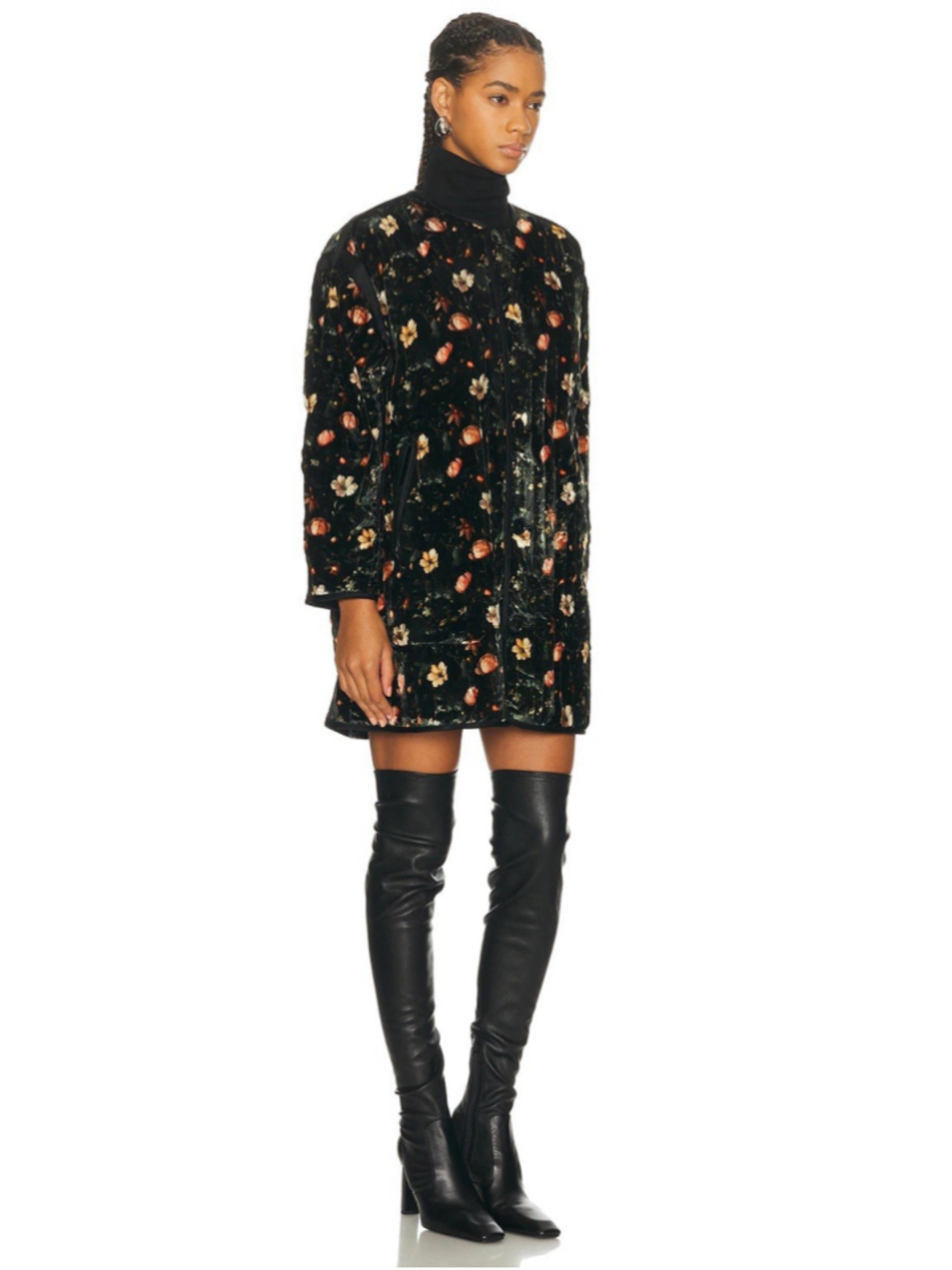 New R13 Padded Gothic Floral Velvet Liner Coat Large Multifloral Black Oversized - Picture 2 of 14